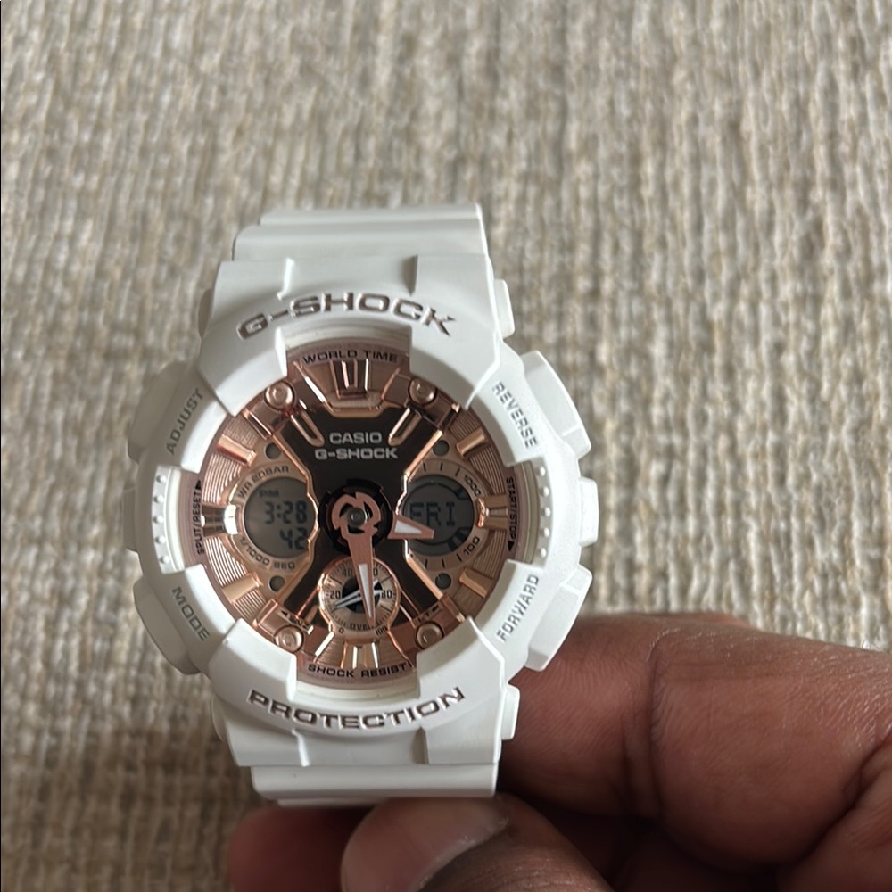 Casio G-Shock White and Gold Watch